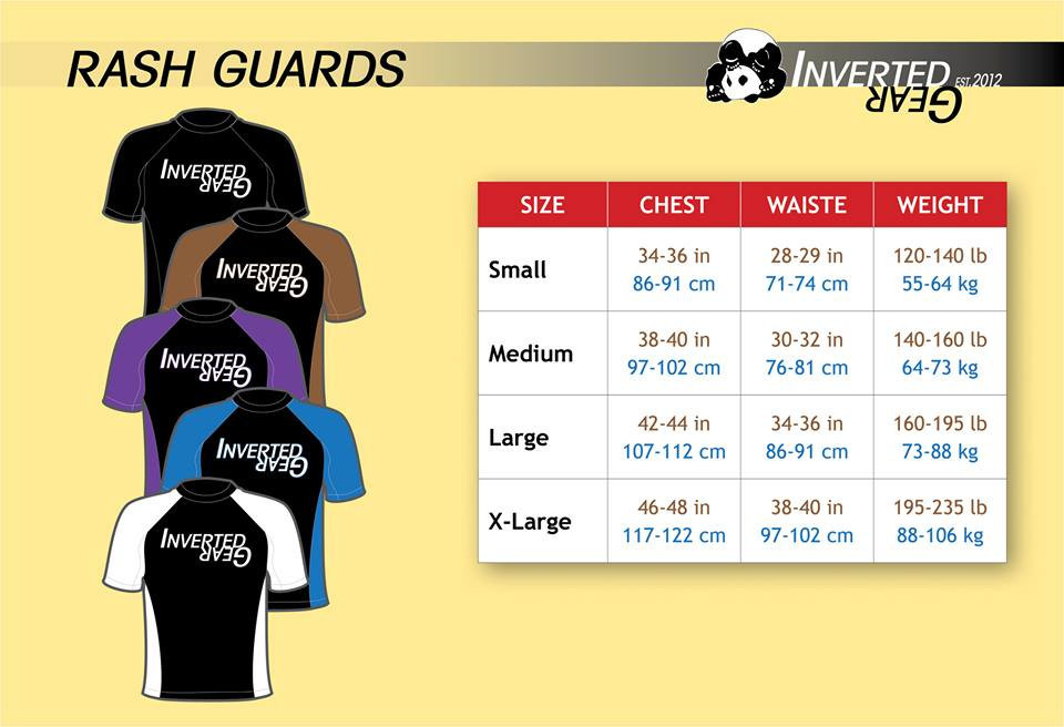 Manto Rash Guard Size Chart